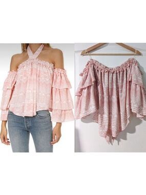Misa Los Angeles | Alisa Ruffle Chiffon Top in Pink